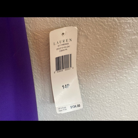 Ralph Lauren New Purple Drape Sheath Dress size 14P - Picture 5 of 5